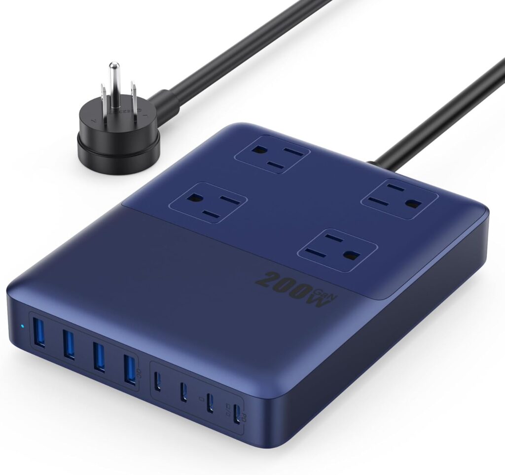 Charging Station Power Strip 4 AC Outlets 8 USB Ports - Image 10