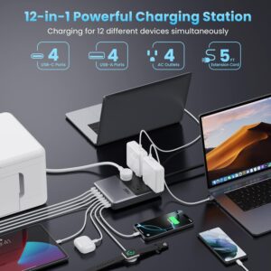 Charging Station Power Strip 4 AC Outlets 8 USB Ports - Image 2
