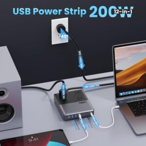Charging Station Power Strip 4 AC Outlets 8 USB Ports - Image 3