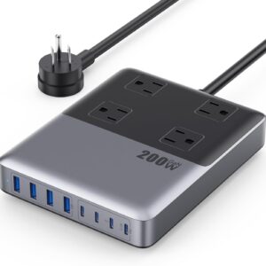 Charging Station Power Strip 4 AC Outlets 8 USB Ports