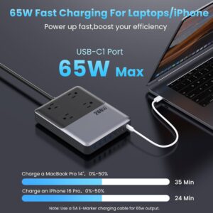 Charging Station Power Strip 4 AC Outlets 8 USB Ports - Image 5
