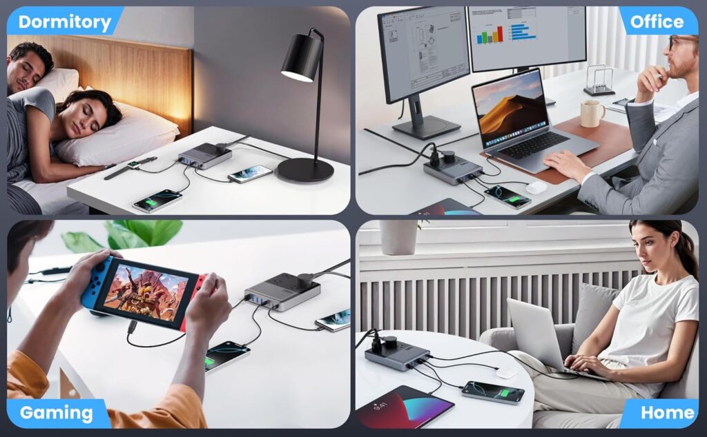 Charging Station Power Strip 4 AC Outlets 8 USB Ports - Image 9
