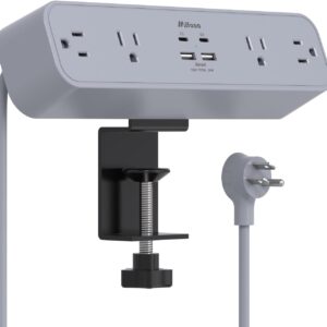 Desk Clamp Power Strip 5Ft Extension Cord 4 Outlets 4 USB Ports - Image 10