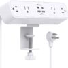 Desk Clamp Power Strip 5Ft Extension Cord 4 Outlets 4 USB Ports