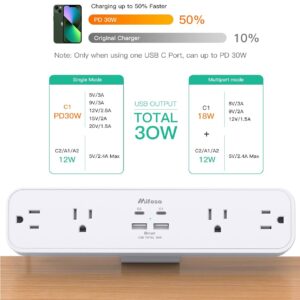 Desk Clamp Power Strip 5Ft Extension Cord 4 Outlets 4 USB Ports - Image 2