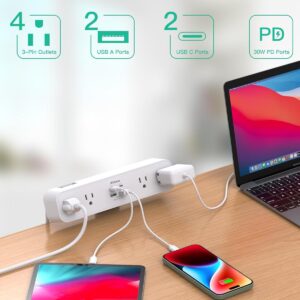 Desk Clamp Power Strip 5Ft Extension Cord 4 Outlets 4 USB Ports - Image 3