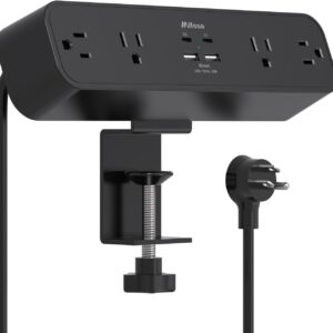 Desk Clamp Power Strip 5Ft Extension Cord 4 Outlets 4 USB Ports - Image 8