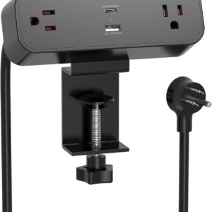 Desk Clamp Power Strip 5Ft Extension Cord 4 Outlets 4 USB Ports - Image 9