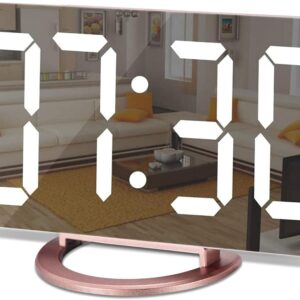Digital Alarm Clock LED Mirror Display Gold - Image 10