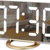 Digital Alarm Clock LED Mirror Display Gold