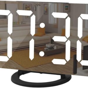 Digital Alarm Clock LED Mirror Display Gold - Image 12