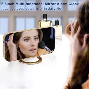 Digital Alarm Clock LED Mirror Display Gold - Image 3