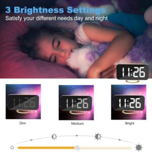 Digital Alarm Clock LED Mirror Display Gold - Image 4
