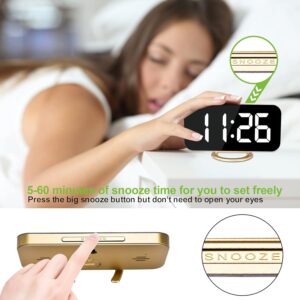Digital Alarm Clock LED Mirror Display Gold - Image 5