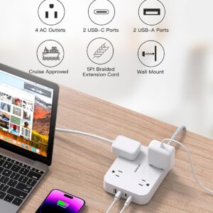 Power Strip Extension Cord 5ft 4 USB Ports - Image 6