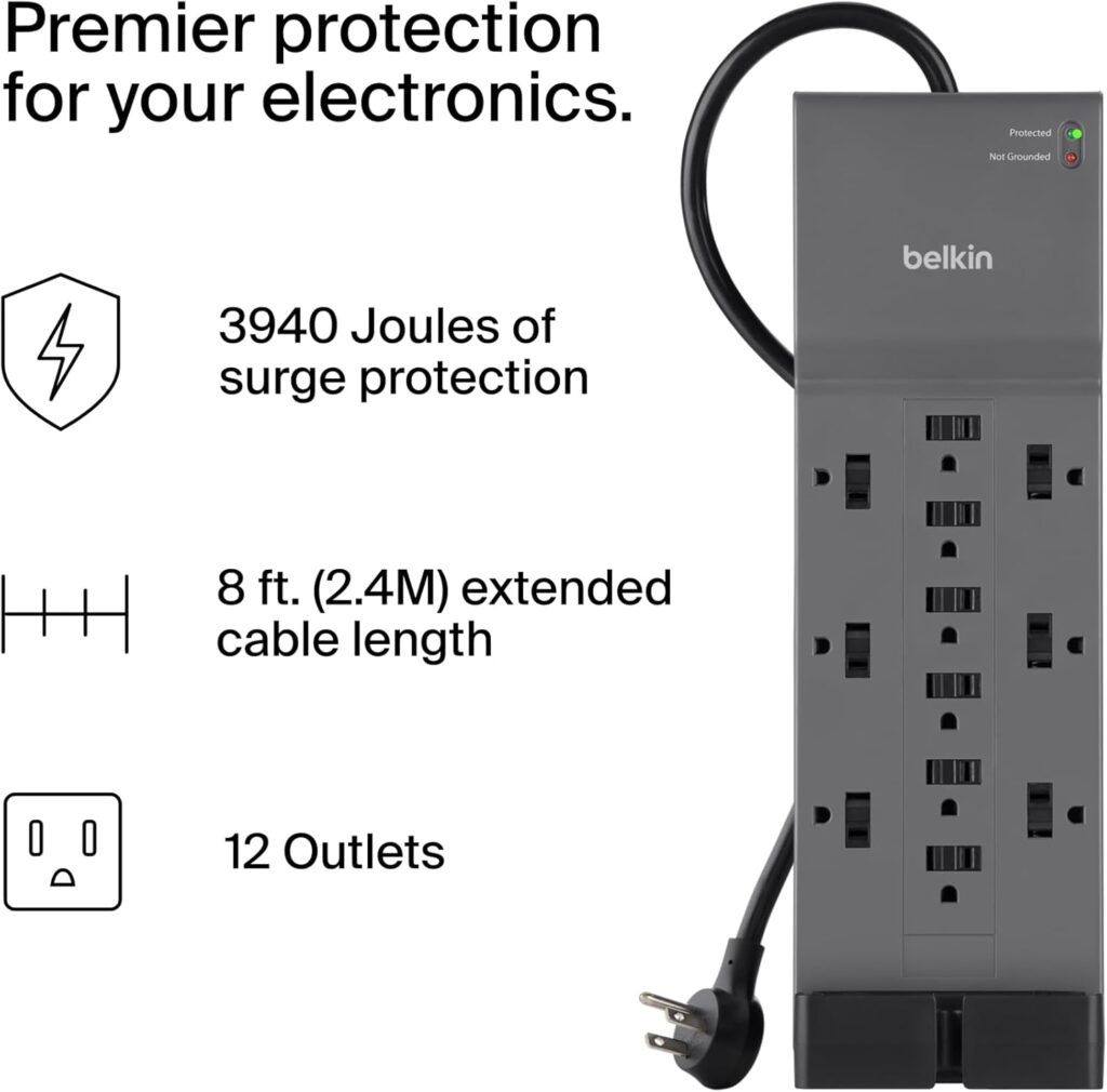 Surge Protector Power Strip 12 Outlet 8ft Cord - Image 2