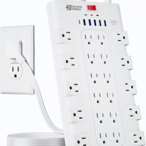 Surge Protector Power Strip 22 AC Outlets 6 USB Ports Black - Image 10