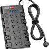 Surge Protector Power Strip 22 AC Outlets 6 USB Ports Black