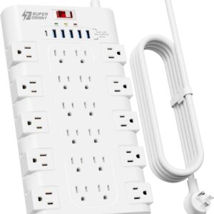 Surge Protector Power Strip 22 AC Outlets 6 USB Ports Black - Image 12