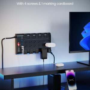 Surge Protector Power Strip 22 AC Outlets 6 USB Ports Black - Image 6