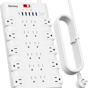 Surge Protector Power Strip 22 AC Outlets 6 USB Ports Black - Image 9